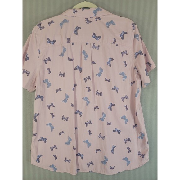 eddie bauer womens fishing camp shirt size XL classic fit pink butterfly print - Picture 2 of 7